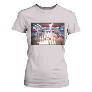 Funny Cats Bowling Battle T Shirt For Women Gift For Cat Lovers TS12 Ice Gray Print Your Wear