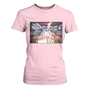 Funny Cats Bowling Battle T Shirt For Women Gift For Cat Lovers TS12 Light Pink Print Your Wear