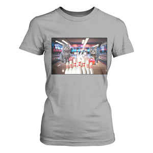 Funny Cats Bowling Battle T Shirt For Women Gift For Cat Lovers TS12 Sport Gray Print Your Wear