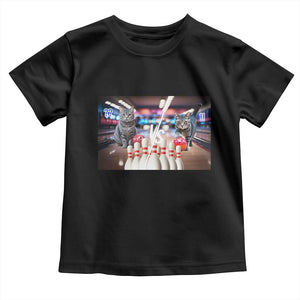 Funny Cats Bowling Battle Toddler T Shirt Gift For Cat Lovers TS12 Black Print Your Wear