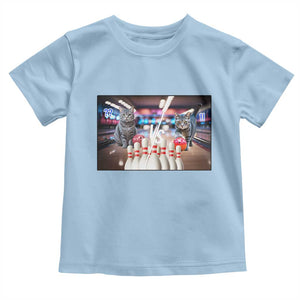 Funny Cats Bowling Battle Toddler T Shirt Gift For Cat Lovers TS12 Light Blue Print Your Wear