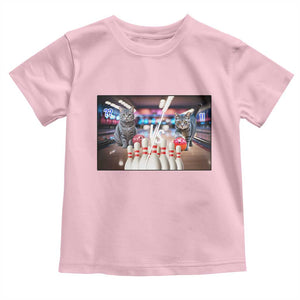 Funny Cats Bowling Battle Toddler T Shirt Gift For Cat Lovers TS12 Light Pink Print Your Wear