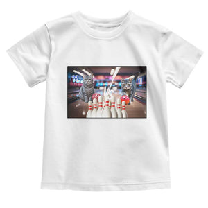 Funny Cats Bowling Battle Toddler T Shirt Gift For Cat Lovers TS12 White Print Your Wear
