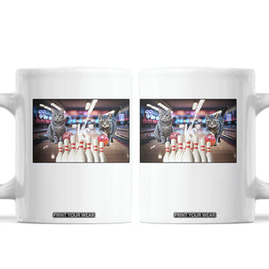Funny Cats Bowling Battle Coffee Mug Gift For Cat Lovers TS12 White Print Your Wear