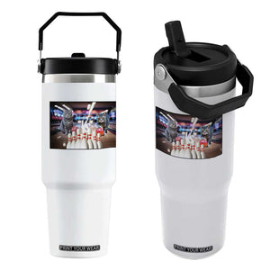 Funny Cats Bowling Battle Flip Straw Tumbler Gift For Cat Lovers TS12 One Size: 30 oz White Print Your Wear