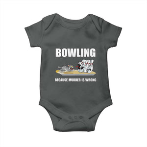 Funny Cat Baby Onesie Bowling Because Murder Is Wrong Gift TS12 Dark Heather Print Your Wear