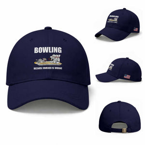 Funny Cat Baseball Cap Bowling Because Murder Is Wrong Gift TS12 Baseball Cap Universal Fit Dark Blue Print Your Wear
