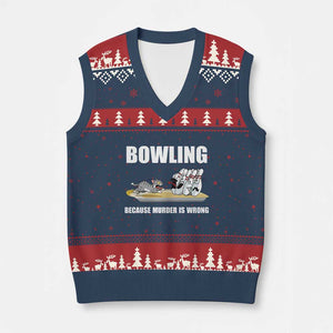 Funny Cat V-Neck Knit Sweater Vest Bowling Because Murder Is Wrong Gift TS12 Navy Red Print Your Wear
