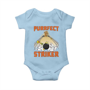 Funny Cat Bowling Gift Baby Onesie Purrfect Striker TS12 Light Blue Print Your Wear
