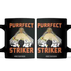 Funny Cat Bowling Gift Coffee Mug Purrfect Striker TS12 Black Print Your Wear