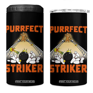 Funny Cat Bowling Gift 4 in 1 Can Cooler Tumbler Purrfect Striker TS12 One Size: 16 oz Black Print Your Wear