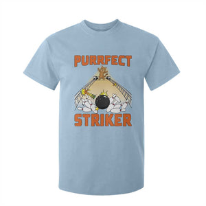 Funny Cat Bowling Gift T Shirt For Kid Purrfect Striker TS12 Light Blue Print Your Wear