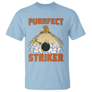 Funny Cat Bowling Gift T Shirt Purrfect Striker TS12 Light Blue Print Your Wear