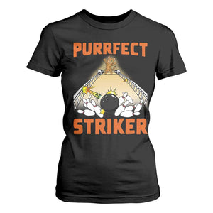 Funny Cat Bowling Gift T Shirt For Women Purrfect Striker TS12 Black Print Your Wear