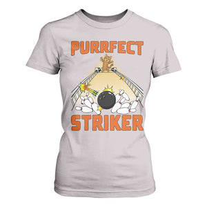 Funny Cat Bowling Gift T Shirt For Women Purrfect Striker TS12 Ice Gray Print Your Wear