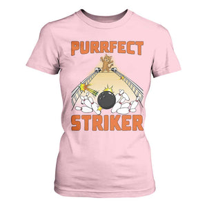 Funny Cat Bowling Gift T Shirt For Women Purrfect Striker TS12 Light Pink Print Your Wear