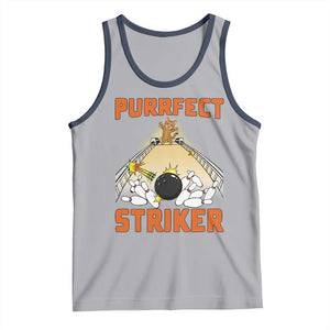 Funny Cat Bowling Gift Tank Top Purrfect Striker TS12 Athletic Heather Navy Print Your Wear