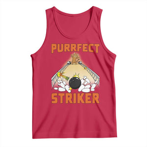 Funny Cat Bowling Gift Tank Top Purrfect Striker TS12 Red Print Your Wear