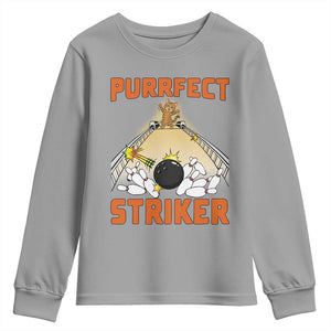 Funny Cat Bowling Gift Youth Sweatshirt Purrfect Striker TS12 Sport Gray Print Your Wear