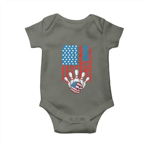 American Flag Patriotic Bowling Baby Onesie Bowler Gift TS12 Military Green Print Your Wear