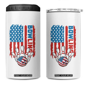 American Flag Patriotic Bowling 4 in 1 Can Cooler Tumbler Bowler Gift TS12 One Size: 16 oz White Print Your Wear