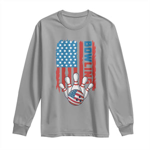 American Flag Patriotic Bowling Long Sleeve Shirt Bowler Gift TS12 Sport Gray Print Your Wear