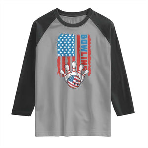 American Flag Patriotic Bowling Raglan Shirt Bowler Gift TS12 Sport Gray Black Print Your Wear