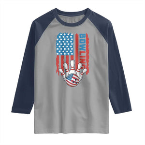 American Flag Patriotic Bowling Raglan Shirt Bowler Gift TS12 Sport Gray Navy Print Your Wear