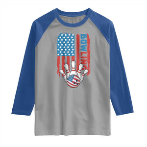 American Flag Patriotic Bowling Raglan Shirt Bowler Gift TS12 Sport Gray Royal Print Your Wear