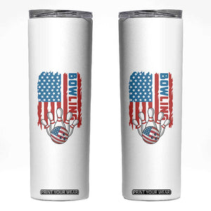 American Flag Patriotic Bowling Skinny Tumbler Bowler Gift TS12 White Print Your Wear