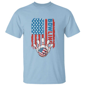 American Flag Patriotic Bowling T Shirt Bowler Gift TS12 Light Blue Print Your Wear