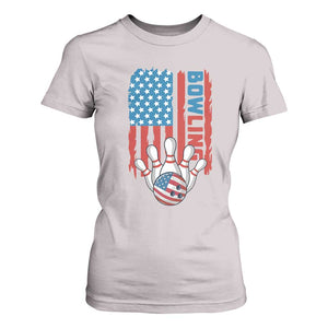 American Flag Patriotic Bowling T Shirt For Women Bowler Gift TS12 Ice Gray Print Your Wear
