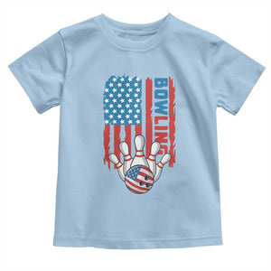 American Flag Patriotic Bowling Toddler T Shirt Bowler Gift TS12 Light Blue Print Your Wear