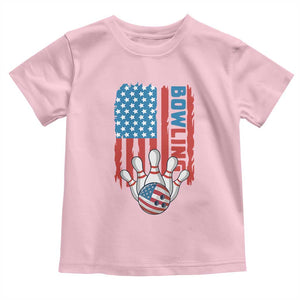 American Flag Patriotic Bowling Toddler T Shirt Bowler Gift TS12 Light Pink Print Your Wear