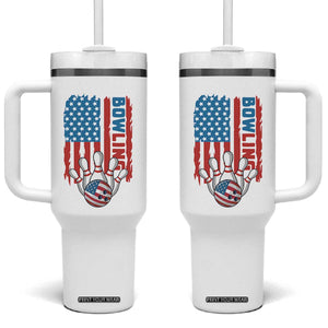 American Flag Patriotic Bowling Tumbler With Handle Bowler Gift TS12 One Size: 40 oz White Print Your Wear