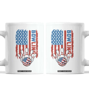 American Flag Patriotic Bowling Coffee Mug Bowler Gift TS12 White Print Your Wear