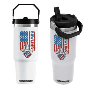 American Flag Patriotic Bowling Flip Straw Tumbler Bowler Gift TS12 One Size: 30 oz White Print Your Wear