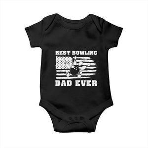 Best Bowling Dad Ever Baby Onesie American Flag Patriotic Bowler Gift TS12 Black Print Your Wear