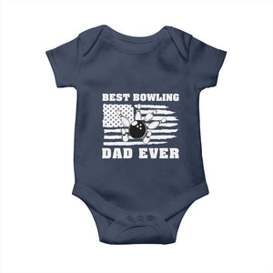 Best Bowling Dad Ever Baby Onesie American Flag Patriotic Bowler Gift TS12 Navy Print Your Wear