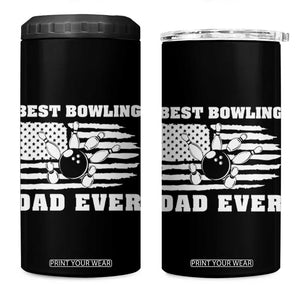 Best Bowling Dad Ever 4 in 1 Can Cooler Tumbler American Flag Patriotic Bowler Gift TS12 One Size: 16 oz Black Print Your Wear