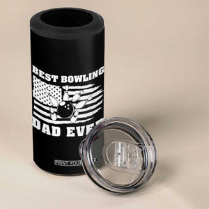 Best Bowling Dad Ever 4 in 1 Can Cooler Tumbler American Flag Patriotic Bowler Gift TS12 Print Your Wear