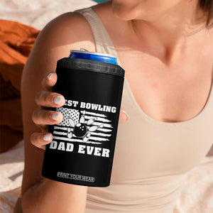 Best Bowling Dad Ever 4 in 1 Can Cooler Tumbler American Flag Patriotic Bowler Gift TS12 Print Your Wear