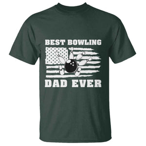 Best Bowling Dad Ever T Shirt American Flag Patriotic Bowler Gift TS12 Dark Forest Green Print Your Wear