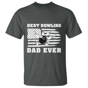 Best Bowling Dad Ever T Shirt American Flag Patriotic Bowler Gift TS12 Dark Heather Print Your Wear