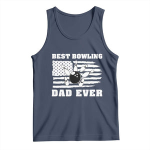 Best Bowling Dad Ever Tank Top American Flag Patriotic Bowler Gift TS12 Navy Print Your Wear