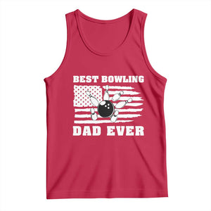Best Bowling Dad Ever Tank Top American Flag Patriotic Bowler Gift TS12 Red Print Your Wear