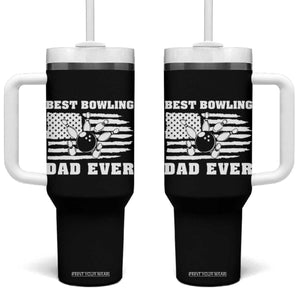 Best Bowling Dad Ever Tumbler With Handle American Flag Patriotic Bowler Gift TS12 One Size: 40 oz Black Print Your Wear