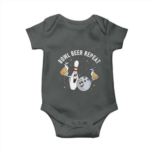 Funny Bowling Beer Lover Gift Baby Onesie Bowl Beer Repeat TS12 Dark Heather Print Your Wear
