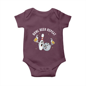 Funny Bowling Beer Lover Gift Baby Onesie Bowl Beer Repeat TS12 Maroon Print Your Wear
