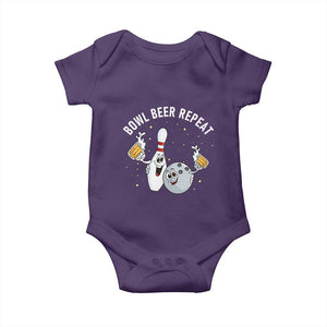 Funny Bowling Beer Lover Gift Baby Onesie Bowl Beer Repeat TS12 Purple Print Your Wear